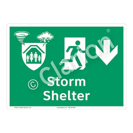 Storm Shelter Safety Signs Indoor/Outdoor Plastic (BJ) 10 X 7, F1304-BJSW1